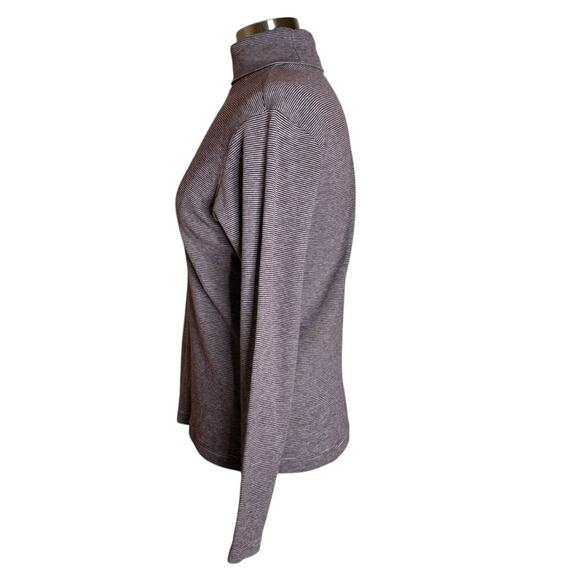 Uniqlo Soft Touch Cotton Burgundy Striped Turtleneck Long Sleeve Top Womens XS‎ - Picture 4 of 9